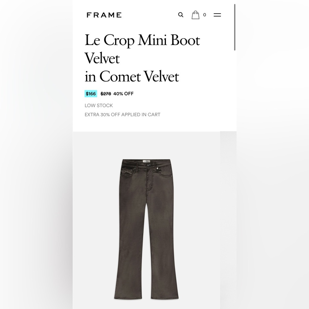 Frame Faded Grey Velvet Trousers